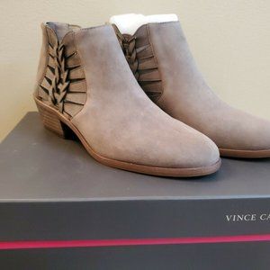 Vince Camuto Womens Prestetta Wedge Bootie Taupe Ankle Boots Size 7.5 NEW w/ box
